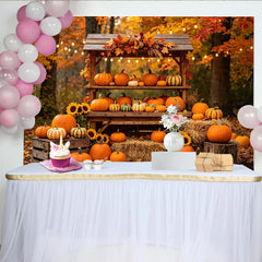 Lofaris Rustic Autumn Harvest Photography Backdrop, Fall Pumpkin and Sunflower Scene for Studio Portraits