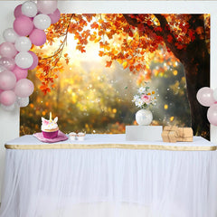 Lofaris Golden Autumn Photography Backdrop with Falling Leaves, Natural Forest Background for Professional Studio Photoshoots and Events