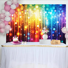 Lofaris Vibrant Rainbow Bokeh Photography Backdrop with Light Streaks, Sparkling Party Background for Studio Photoshoots