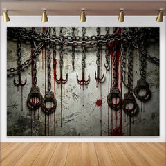 Lofaris Grungy Chains Photography Backdrop with Hooks and Shackles, Dark Themed Background for Halloween and Studio Photography.