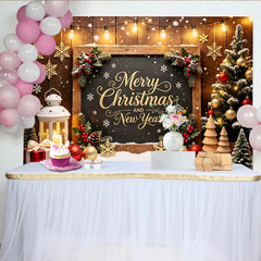 Lofaris Chalkboard Christmas and New Year Backdrop with Festive Lights and Snow, Elegant Holiday Party Background for Photos and Winter Decor