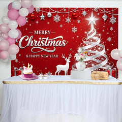 Lofaris Red Sparkling Christmas and New Year Backdrop, Festive Winter Wonderland Background for Party Decor and Photoshoot