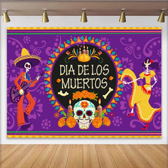 Lofaris Vibrant Dia de los Muertos Backdrop with Skeletons and Sugar Skull, Mexican Day of the Dead Photography Background for Celebration
