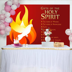 Lofaris Red Holy Spirit Dove and Flame Party Backdrop, Christian Religious Celebration Decor