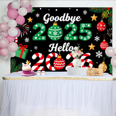 Lofaris Goodbye 2025 Hello 2026 New Year and Christmas Party Backdrop, Festive Winter Holiday Decor