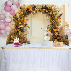 Lofaris Rustic Sunflower and Pampas Grass Floral Arch Party Backdrop, Bohemian Wedding or Fall Photo Shoot