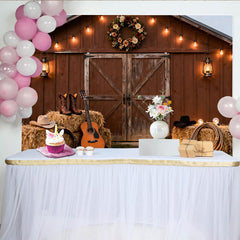 Lofaris Rustikaler Scheunen-Hintergrund mit Lichterketten, für Western-Partys, Fotoshootings und Events