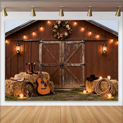 Lofaris Rustikaler Scheunen-Hintergrund mit Lichterketten, für Western-Partys, Fotoshootings und Events