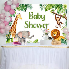 Lofaris Aquarell Dschungel-Safari-Hintergrund mit niedlichen Tieren, ideal für Babyparty und Kindergeburtstag, Fotokulisse