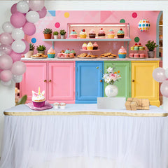 Lofaris Bunter Pastell-Süßigkeiten-Partyhintergrund, für Kindergeburtstage und Babypartys, fröhliche Desserttisch-Deko