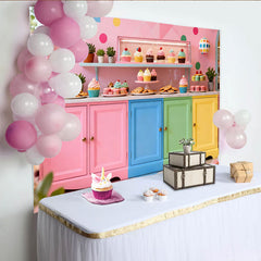 Lofaris Bunter Pastell-Süßigkeiten-Partyhintergrund, für Kindergeburtstage und Babypartys, fröhliche Desserttisch-Deko