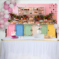 Lofaris Bunter Pastell-Desserttisch-Hintergrund, für Kindergeburtstag und Babyparty, süße Candybar-Kulisse