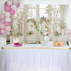 Lofaris Romantic Floral Photography Backdrop with White Wooden Crates and Pink Flowers, Elegant Spring Photo Background for Studio