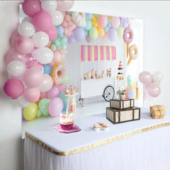 Lofaris Pastel Sweet Shop Birthday Backdrop with Balloons, Donuts and Ice Cream, Dessert Cart Photography Background for Party Decor