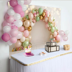 Lofaris Pastel Balloon Arch Photography Backdrop with Floral Accents, Elegant Party Decor for Professional Studio Photoshoot
