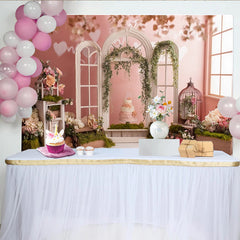 Lofaris Romantic Floral Window Photography Backdrop with Pink Roses, Elegant Vintage Studio Background for Portrait Photoshoot