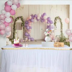 Lofaris Rustic Floral Balloon Birthday Backdrop with Lavender and Pink, Elegant Studio Background for Party Photoshoot