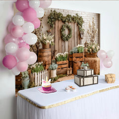 Lofaris Rustic Spring Floral Photography Backdrop with White Tulips, Elegant Studio Background for Photoshoot and Event Decor