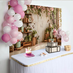 Lofaris Rustic Floral Photography Backdrop with Pink and Purple Flowers and Vines, Elegant Studio Background for Portrait Photoshoot