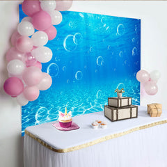Lofaris Vibrant Blue Underwater Photography Backdrop with Bubbles, Ocean Theme Background for Studio Photoshoot and Party Decor
