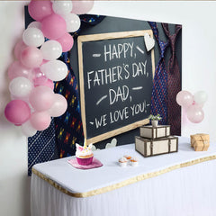 Lofaris Happy Fathers Day Dad Chalkboard Backdrop with Ties and Hearts, Elegant Photography Background for Family Celebration