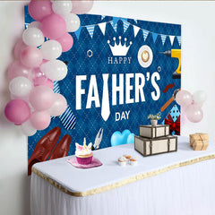 Lofaris Blue Argyle Fathers Day Backdrop with Tie, Tools, and Gift Box, Elegant Celebration Background for Party Decor and Photoshoot