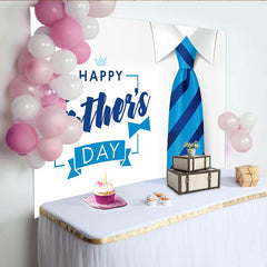 Lofaris Blue Striped Tie Happy Father's Day Backdrop with White Collar, Elegant Background for Dad's Special Day Celebration