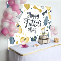 Lofaris Happy Fathers Day Backdrop with Ties and Sunglasses, Doodle Style Photo Background for Celebration Party