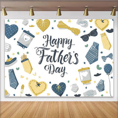 Lofaris Happy Fathers Day Backdrop with Ties and Sunglasses, Doodle Style Photo Background for Celebration Party