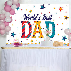 Lofaris Colorful World's Best DAD Fathers Day Backdrop with Stars, Festive Party Background for Celebration Photoshoot