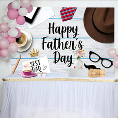 Lofaris Happy Fathers Day Backdrop with Tie, Hat, and Coffee for Dad Celebration, Best Dad Ever Background for Photoshoot