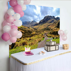 Lofaris Rugged Mountain Landscape Natural Scenery Photography Backdrop, Dramatic Cloudy Sky Background for Studio Portrait