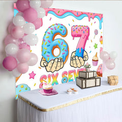 Lofaris Cartoon Donut Birthday Backdrop with Sweet Treats and Colorful Sprinkles, Vibrant Party Background for Kids Photoshoot