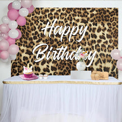 Lofaris Chic Leopard Print Happy Birthday Backdrop for Women Girls Party, Wild Animal Theme Photography Background, Photo Booth Decor