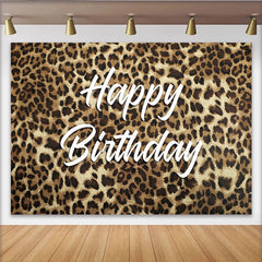 Lofaris Chic Leopard Print Happy Birthday Backdrop for Women Girls Party, Wild Animal Theme Photography Background, Photo Booth Decor