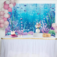 Lofaris Sparkling Mermaid Underwater Photography Backdrop with Colorful Coral and Bubbles, Fantasy Ocean Background for Studio Photoshoot