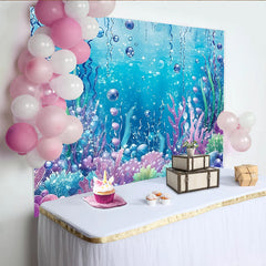 Lofaris Sparkling Mermaid Underwater Photography Backdrop with Colorful Coral and Bubbles, Fantasy Ocean Background for Studio Photoshoot