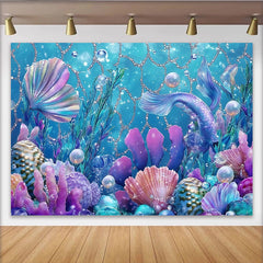 Lofaris Vibrant Mermaid Photography Backdrop with Colorful Coral and Shimmering Bubbles, Underwater Fantasy Background for Studio Photoshoot