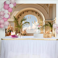 Lofaris Elegant Archway Photography Backdrop with Sky View and Botanical Decor, Luxurious Studio Background for Wedding or Portrait Photoshoot