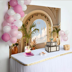 Lofaris Elegant Archway Photography Backdrop with Sky View and Botanical Decor, Luxurious Studio Background for Wedding or Portrait Photoshoot