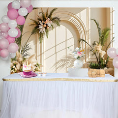 Lofaris Elegant Arch Floral Photography Backdrop with Pampas Grass and Sunlight, Neutral Studio Background for Portrait Photoshoot