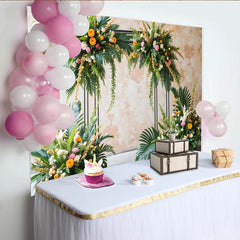 Lofaris Elegant Tropical Floral Photography Backdrop with Lush Greenery and Vibrant Flowers, Decorative Arch for Event Studio Photoshoot