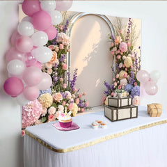 Lofaris Pastel Floral Arch Photography Backdrop with Roses and Hydrangeas, Elegant Studio Background for Wedding and Portrait Photoshoots