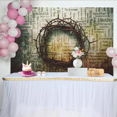 Lofaris Earthy Christian Photography Backdrop with Crown of Thorns, Vintage Religious Text Background for Fine Art Portrait Studio
