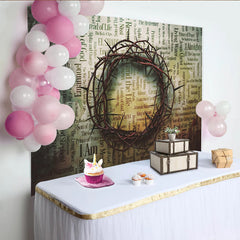 Lofaris Earthy Christian Photography Backdrop with Crown of Thorns, Vintage Religious Text Background for Fine Art Portrait Studio