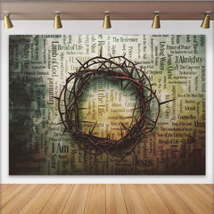 Lofaris Earthy Christian Photography Backdrop with Crown of Thorns, Vintage Religious Text Background for Fine Art Portrait Studio