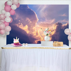 Lofaris Purple and Gold Abstract Cloud Photography Backdrop, Ethereal Sky Background for Studio Portrait and Event Decor