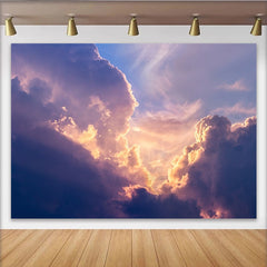 Lofaris Purple and Gold Abstract Cloud Photography Backdrop, Ethereal Sky Background for Studio Portrait and Event Decor