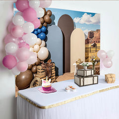 Lofaris Western Desert Photography Backdrop with Red Rocks and Arched Panels, Cowboy Studio Background for Ranch Party Decor and Photoshoot