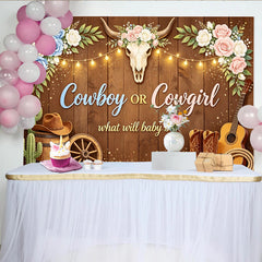 Lofaris Rustic Cowboy or Cowgirl Gender Reveal Baby Shower Backdrop, Western Themed Photography Background for Baby Announcement Party